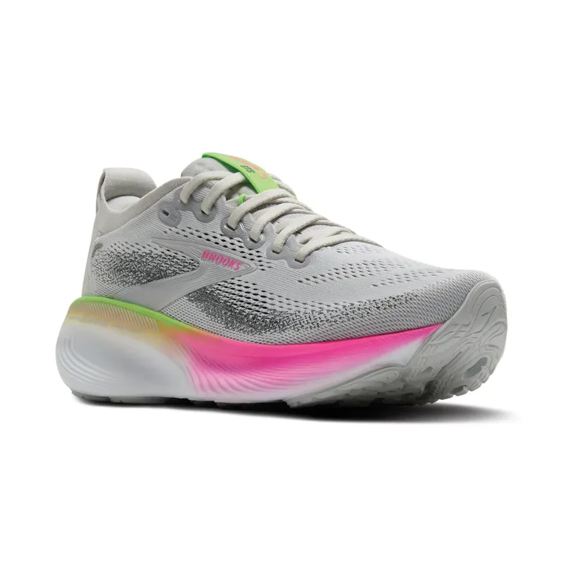 Brooks Women's Adrenaline GTS 25 Running Shoes in Oyster/Pink/Green-6
