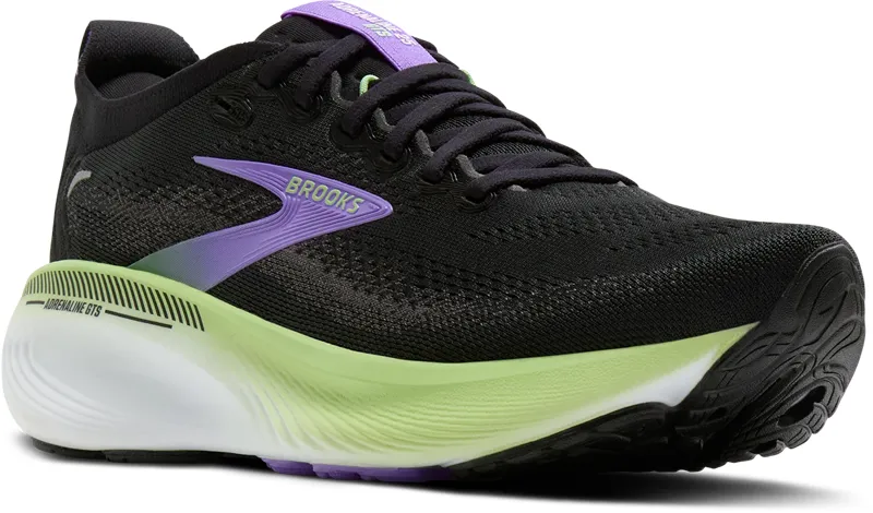 Brooks Women's Adrenaline GTS 25 Running Shoes in Black/Pearl/Purple-2