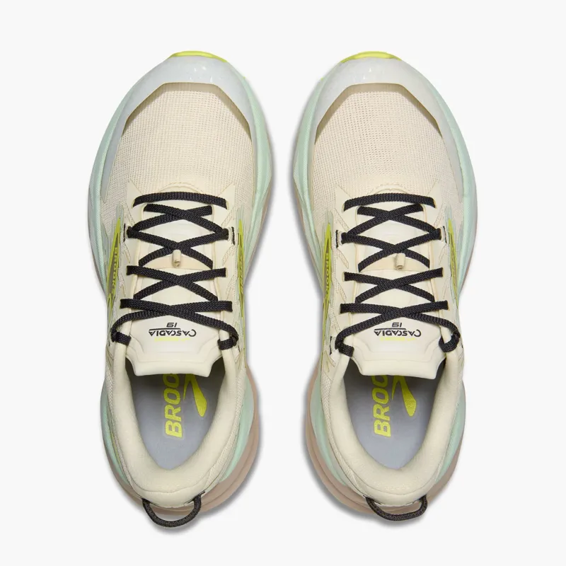 Brooks Women's Cascadia 19 Trail Shoes in Coconut/Misty Blue/Ebony -1