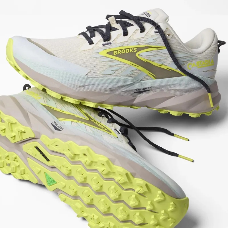 Brooks Women's Cascadia 19 Trail Shoes in Coconut/Misty Blue/Ebony -4