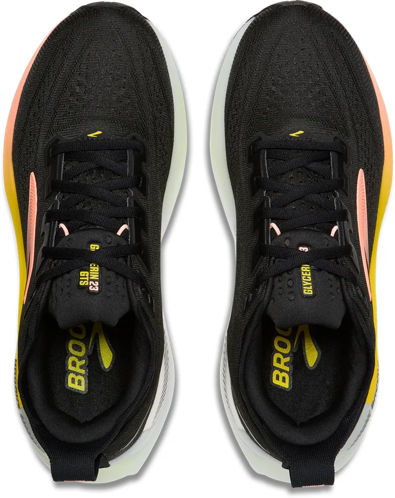 Brooks Women's Glycerin GTS 23 Running Shoes in Black/Peach/Nightlife -2