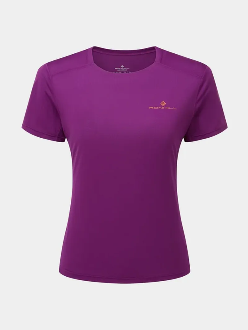 Ron Hill Women's Tech Short Sleeve Running Top in Grape Juice/Saffron 