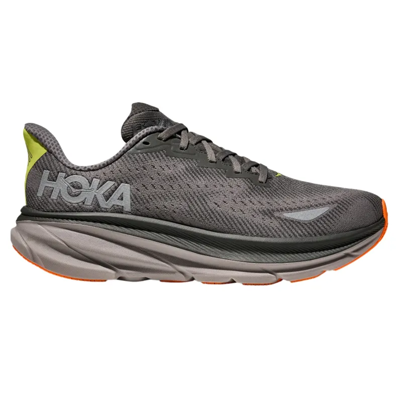 Hoka Men's Clifton 9 Gore-Tex Running Shoes in Asphalt Grey / Gravel 
