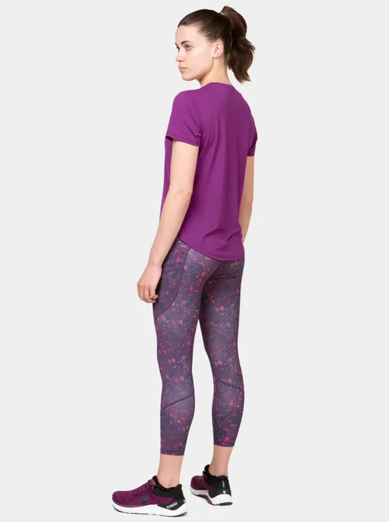 Ron Hill Women's Tech Short Sleeve Running Top in Grape Juice/Saffron -3