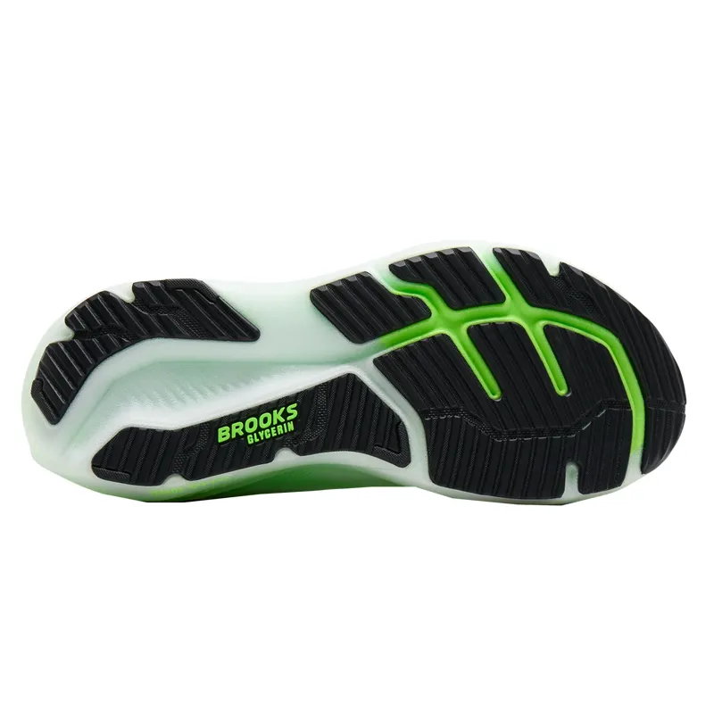 Brooks Men's Glycerin 23 Running Shoes in White/Phantom/Green Gecko-6