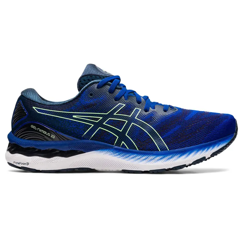 Asics Gel Nimbus 23 Mens Running Shoes in Monaco Blue/Bright Lime