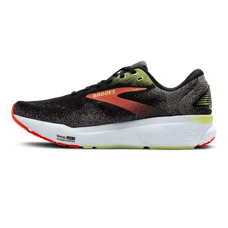 Brooks Men's Ghost 16 Running Shoes in Black/Mandarin Red/Green-4