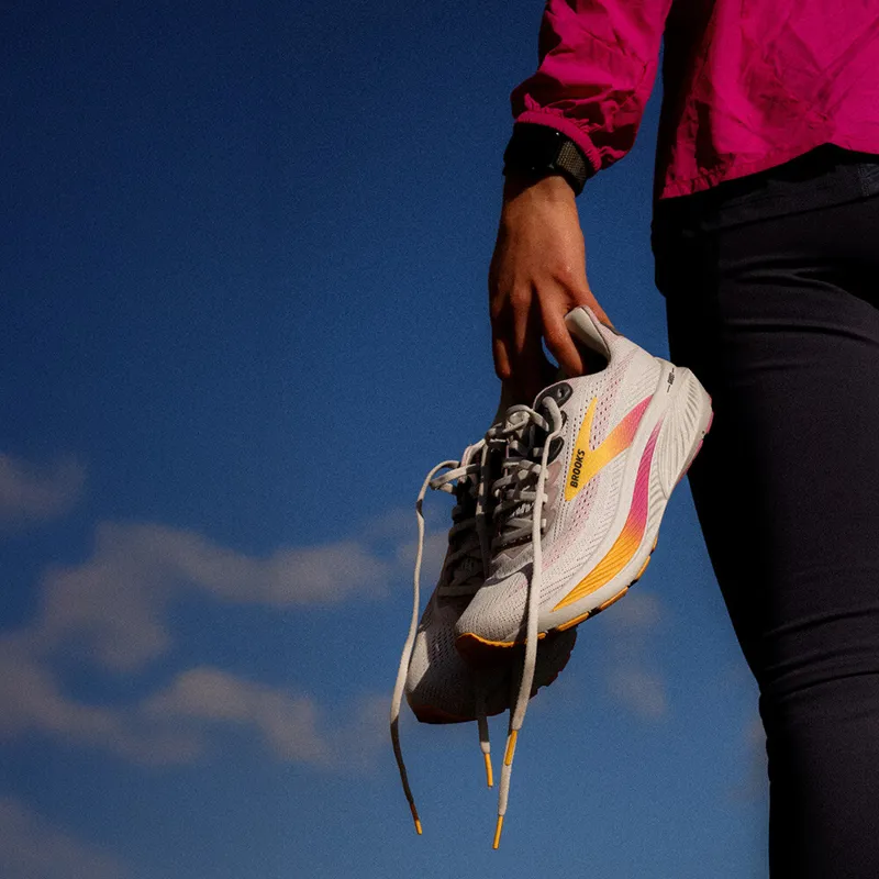 Brooks Women's Ghost 17 Running Shoes in Oyster/Apricot/Pink-2