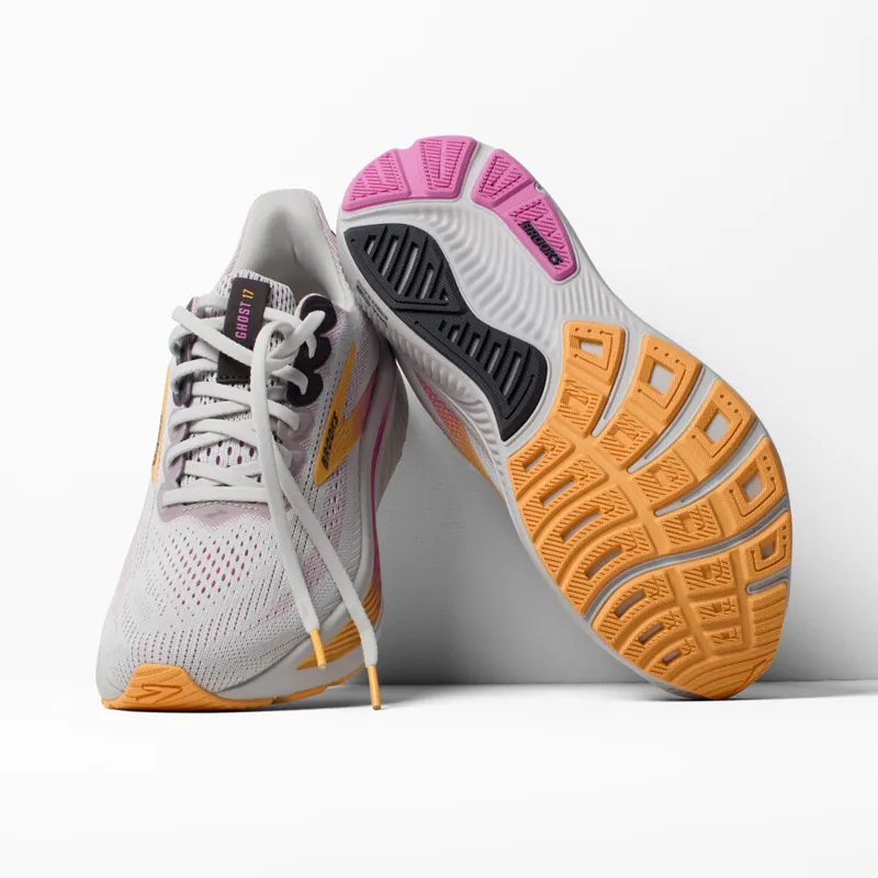 Brooks Women's Ghost 17 Running Shoes in Oyster/Apricot/Pink-1