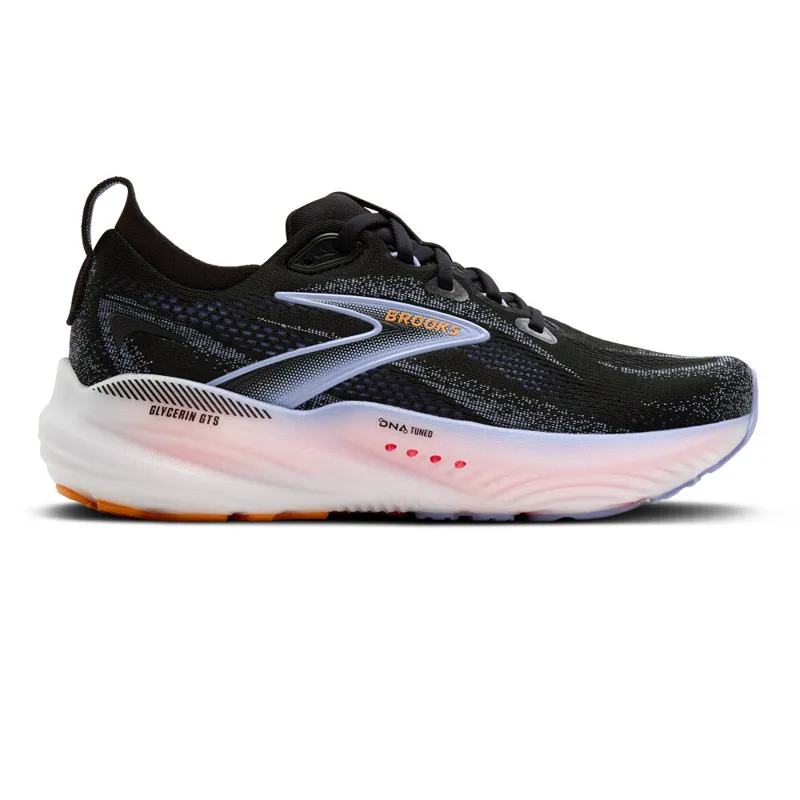 Brooks Women's Glycerin GTS 22 Running Shoes in Black/Blue Heron/Orange