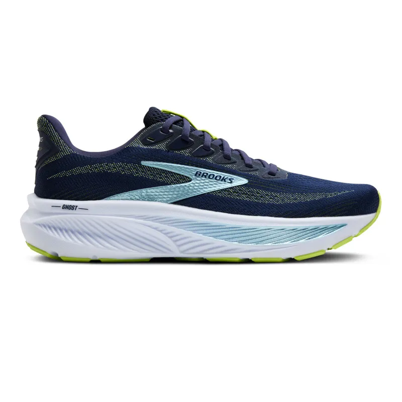 Brooks Men's Ghost 17 Running Shoes in  Peacoat/Lime/Blue