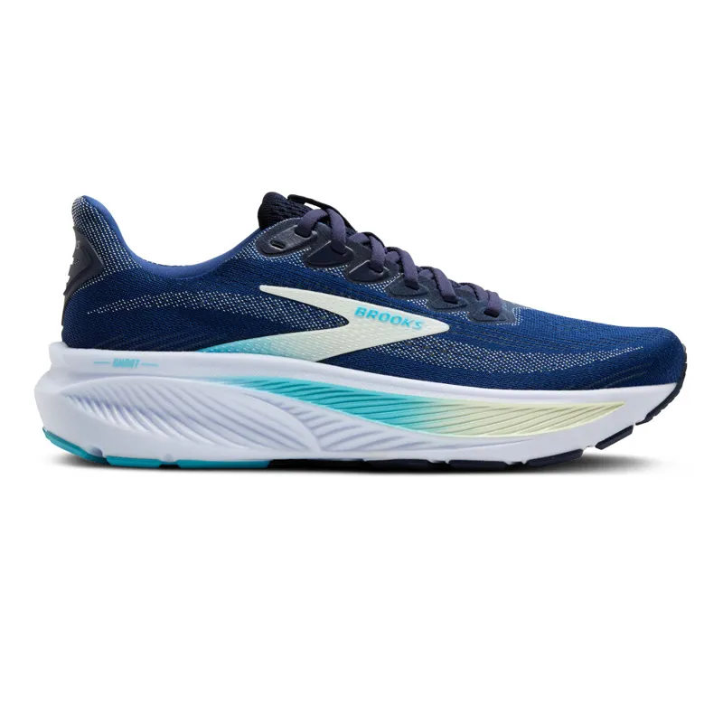 Brooks Ghost 17 Running Shoes in Navy/Green/Turquoise - WIDE 