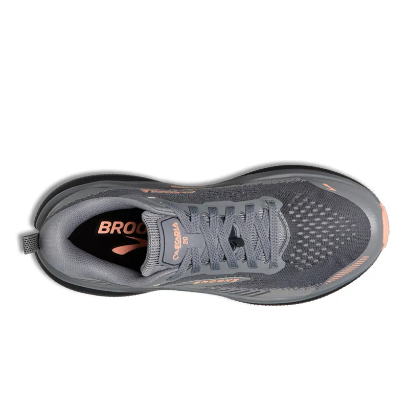 Brooks Women's Cascadia 20 Running Shoes in Grey/Grey/Peach-3
