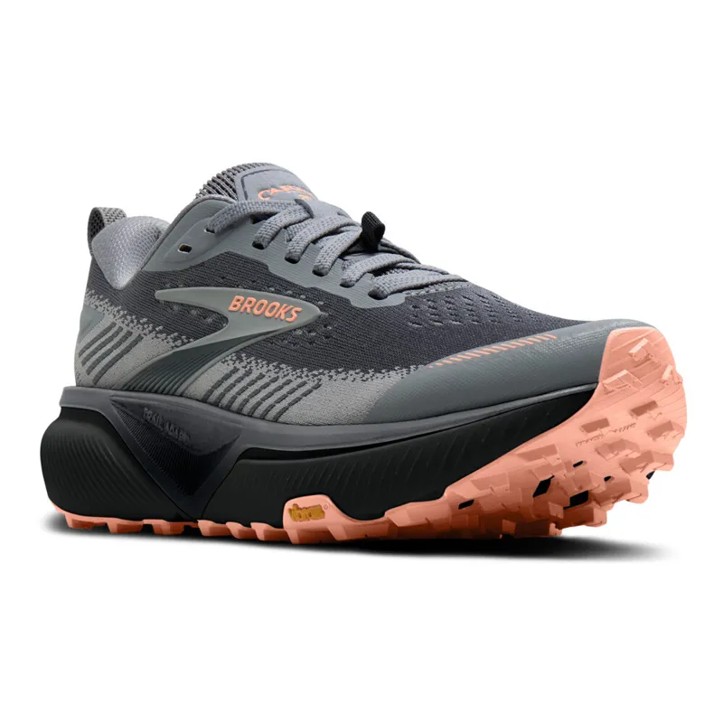 Brooks Women's Cascadia 20 Running Shoes in Grey/Grey/Peach-1