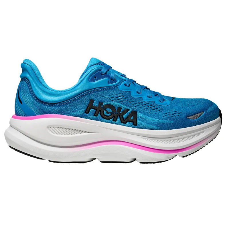 Hoka Women's Bondi 9 Running Shoes in Skyward Blue / Neon Fuchsia