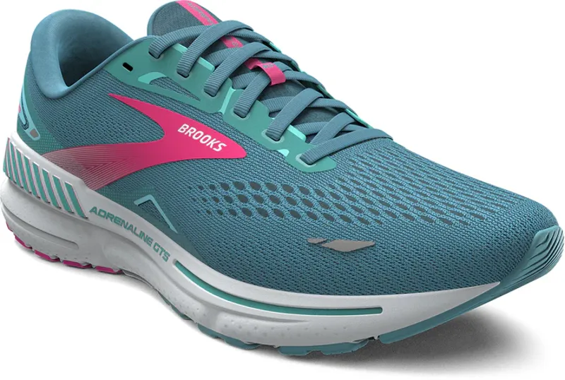 Brooks Women's Adrenaline GTS 23 Running Shoes in Storm Blue/Pink/Aqua-3