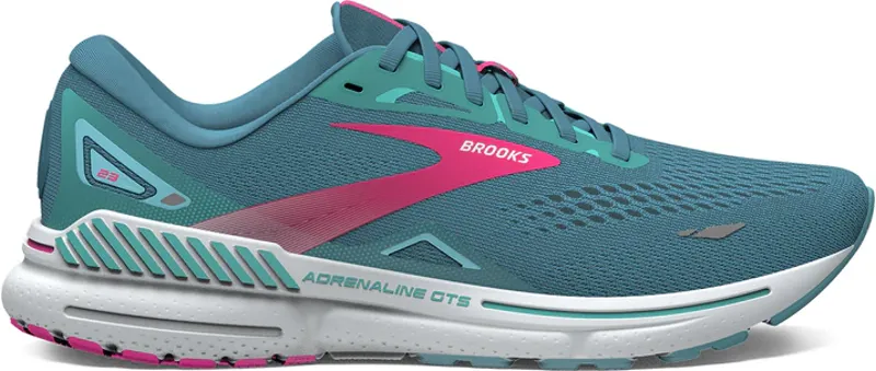 Brooks Women's Adrenaline GTS 23 Running Shoes in Storm Blue/Pink/Aqua