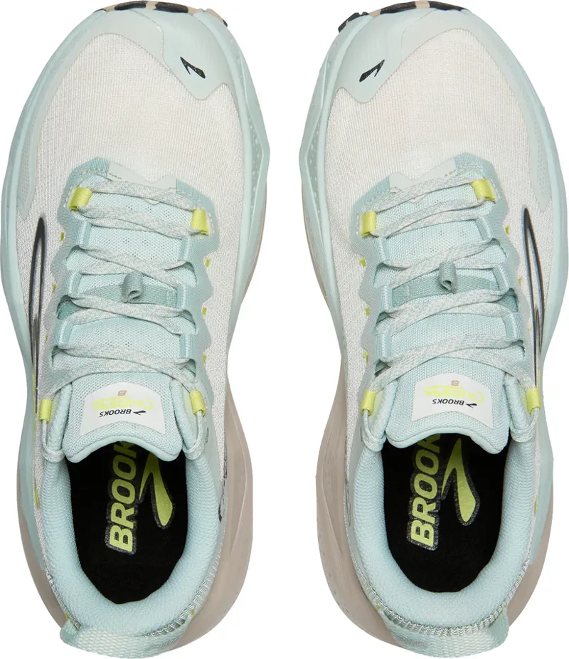 Brooks Women's Caldera 8 Trail Running Shoes in Misty Blue/Coconut/Chateau-3