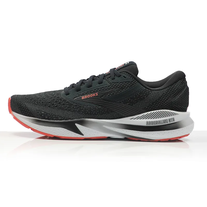 Brooks Men's Adrenaline GTS 24 Running Shoes in Black Grey Red-2