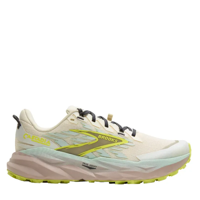 Brooks Women's Cascadia 19 Trail Shoes in Coconut/Misty Blue/Ebony 