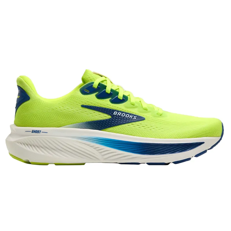 Brooks Men's Ghost 17 Neutral Running Shoes in Acid Lime/Navy/White 
