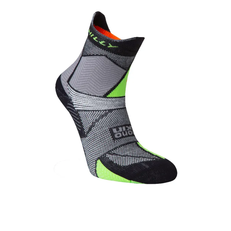 Hilly Marathon Fresh Anklet Med Black/Grey/Lime Green
