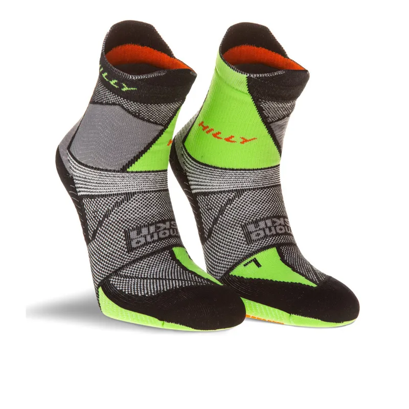 Hilly Marathon Fresh Anklet Med Black/Grey/Lime Green-3