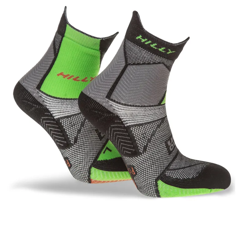 Hilly Marathon Fresh Anklet Med Black/Grey/Lime Green-4