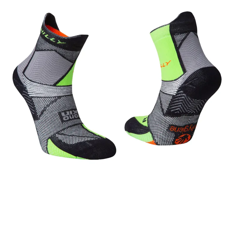 Hilly Marathon Fresh Anklet Med Black/Grey/Lime Green-5