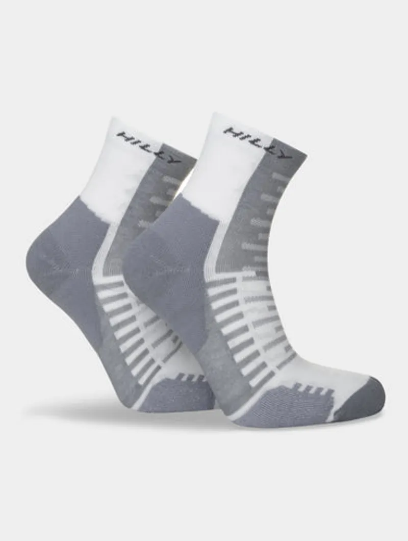 Hilly Active Min Anklet Running Socks in White/Grey