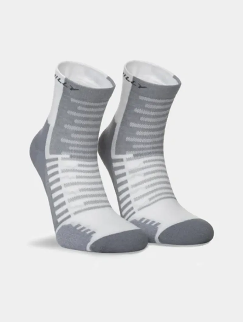 Hilly Active Min Anklet Running Socks in White/Grey-4