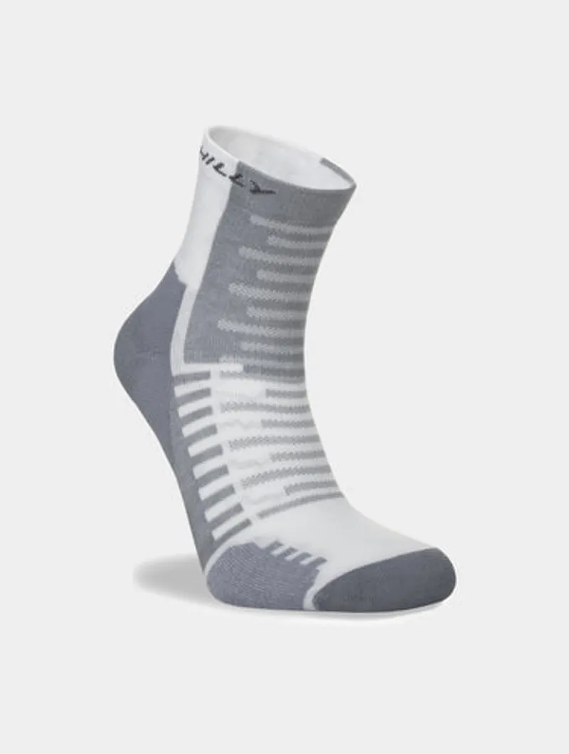 Hilly Active Min Anklet Running Socks in White/Grey-2
