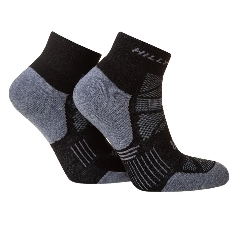 Ronhill Supreme Anklet Running Socks in Med Black/Grey Marl-2