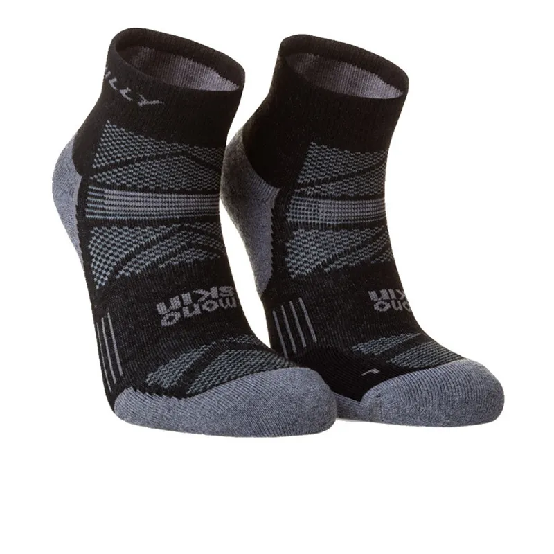 Ronhill Supreme Anklet Running Socks in Med Black/Grey Marl