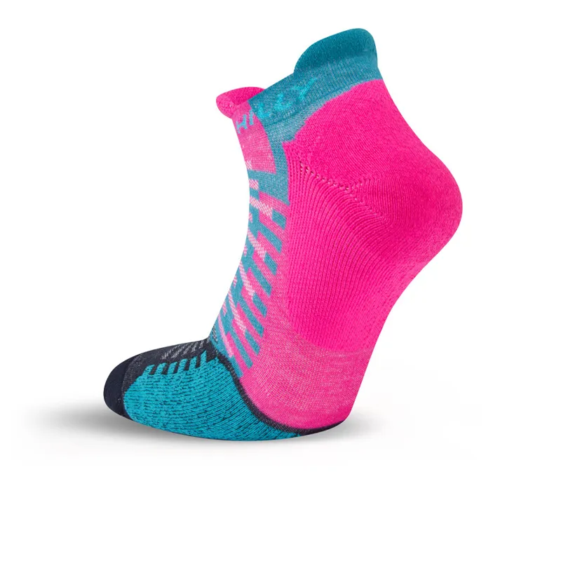 Hilly Active Socklet Running Socks in Min Fluo Pink/Teal-4