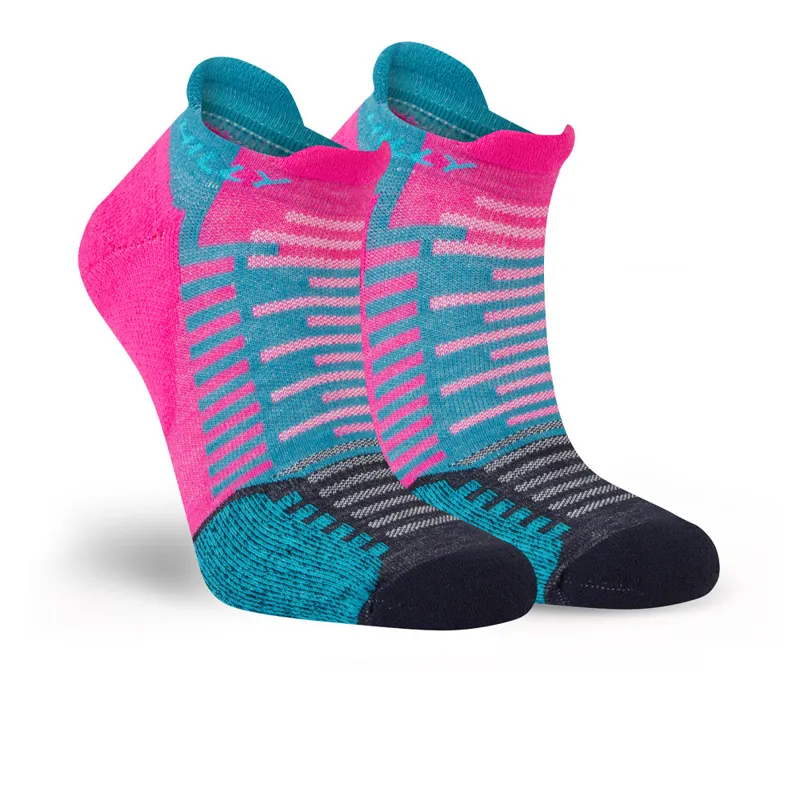 Hilly Active Socklet Running Socks in Min Fluo Pink/Teal