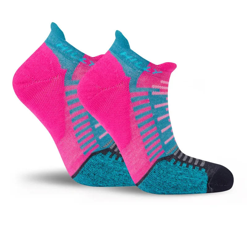 Hilly Active Socklet Running Socks in Min Fluo Pink/Teal-2