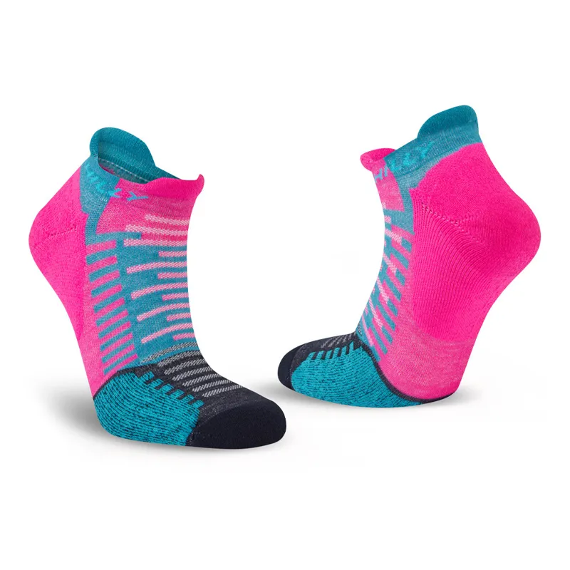 Hilly Active Socklet Running Socks in Min Fluo Pink/Teal-1