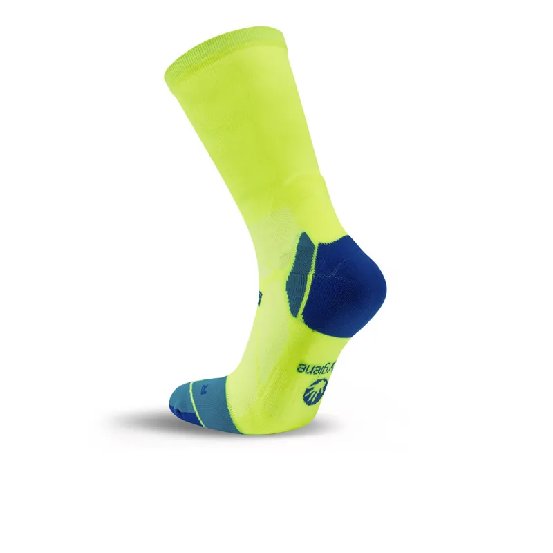 Hilly Marathon Fresh Crew Min Cushioning Socks Fluo Yellow/Royal Blue-4