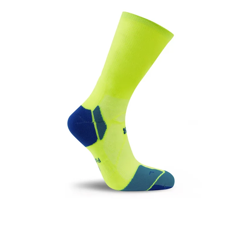 Hilly Marathon Fresh Crew Min Cushioning Socks Fluo Yellow/Royal Blue-3
