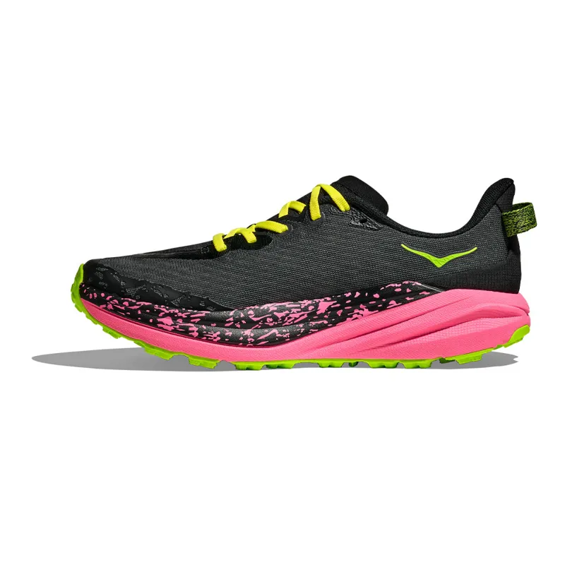 Hoka Men's Speedgoat 6 Trail Running Shoes in Black/Neon Rose-3