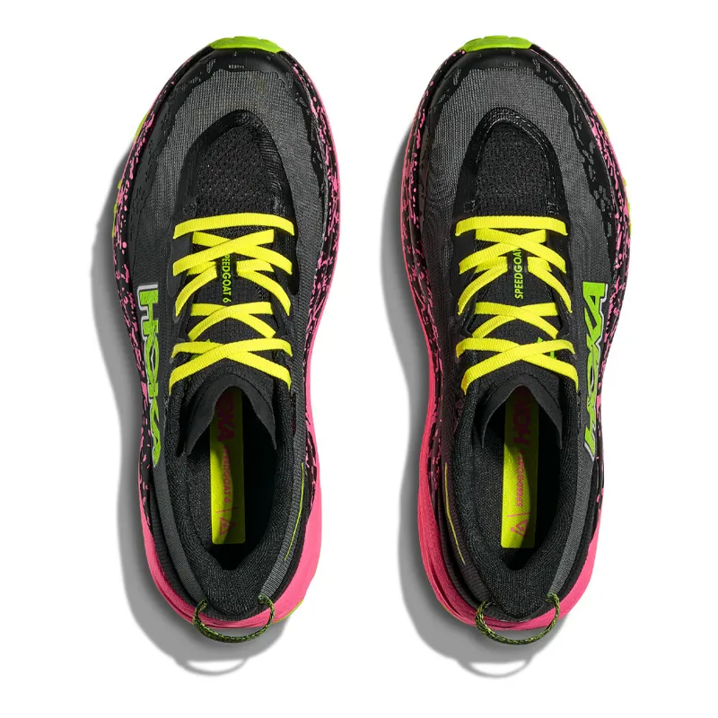 Hoka Men's Speedgoat 6 Trail Running Shoes in Black/Neon Rose-2