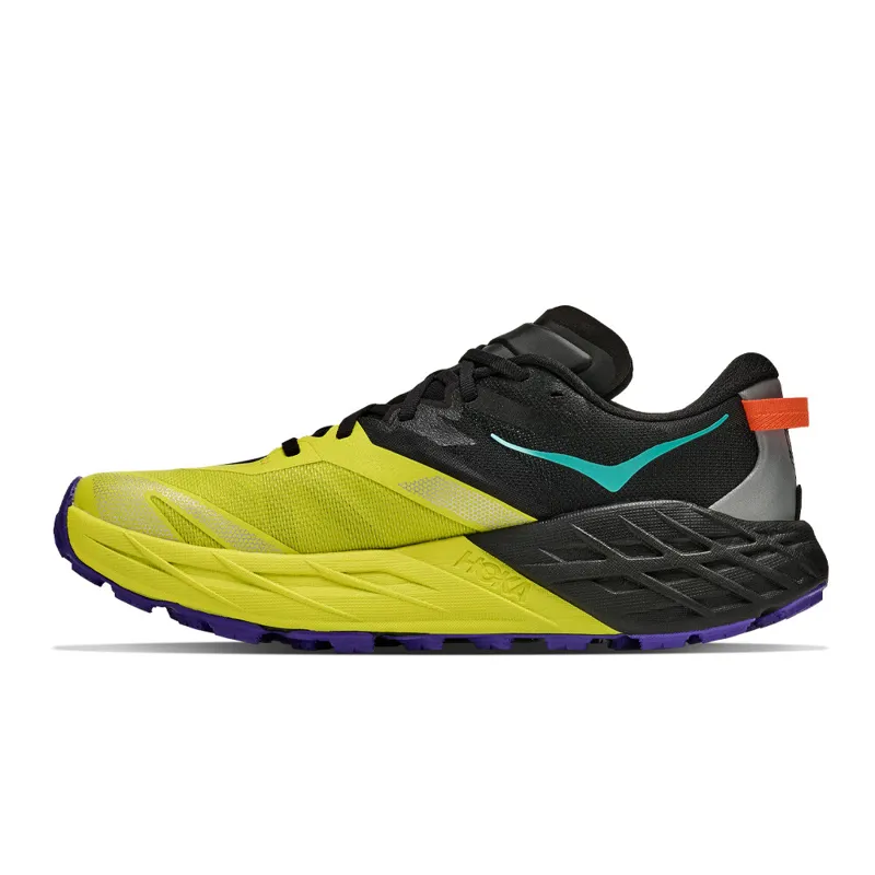 Hoka Men's Speedgoat 7 Trail Running Shoes in Black/Hoka Citrus-4