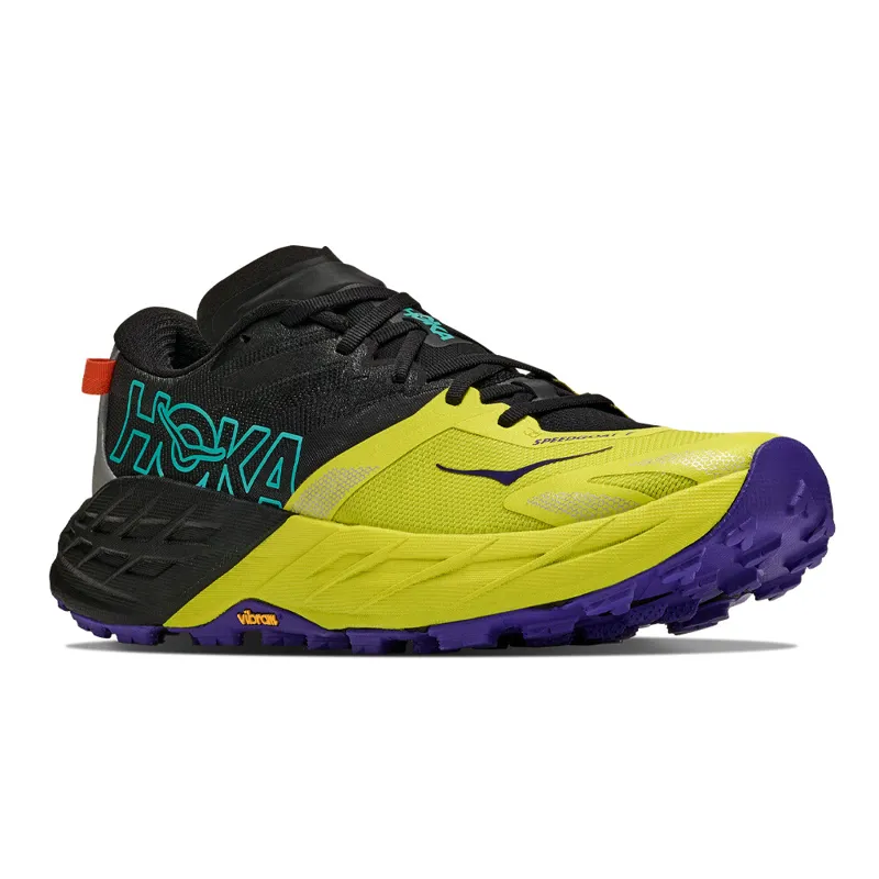Hoka Men's Speedgoat 7 Trail Running Shoes in Black/Hoka Citrus-1