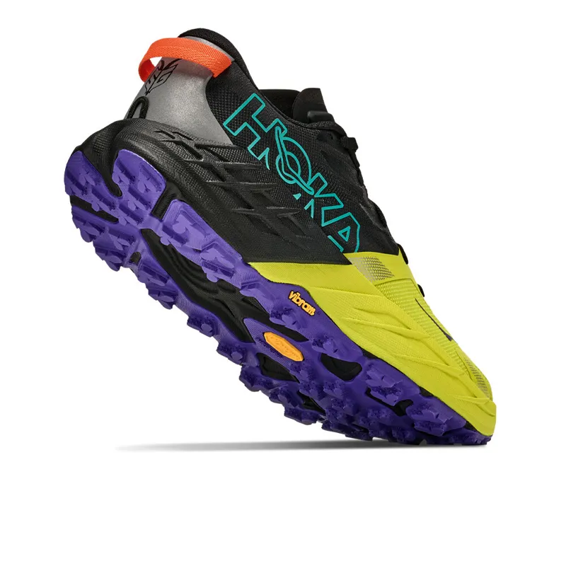 Hoka Men's Speedgoat 7 Trail Running Shoes in Black/Hoka Citrus-2