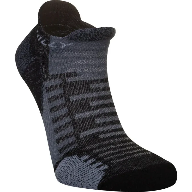 Hilly Active Socklet Running Socks in Black/Grey-2