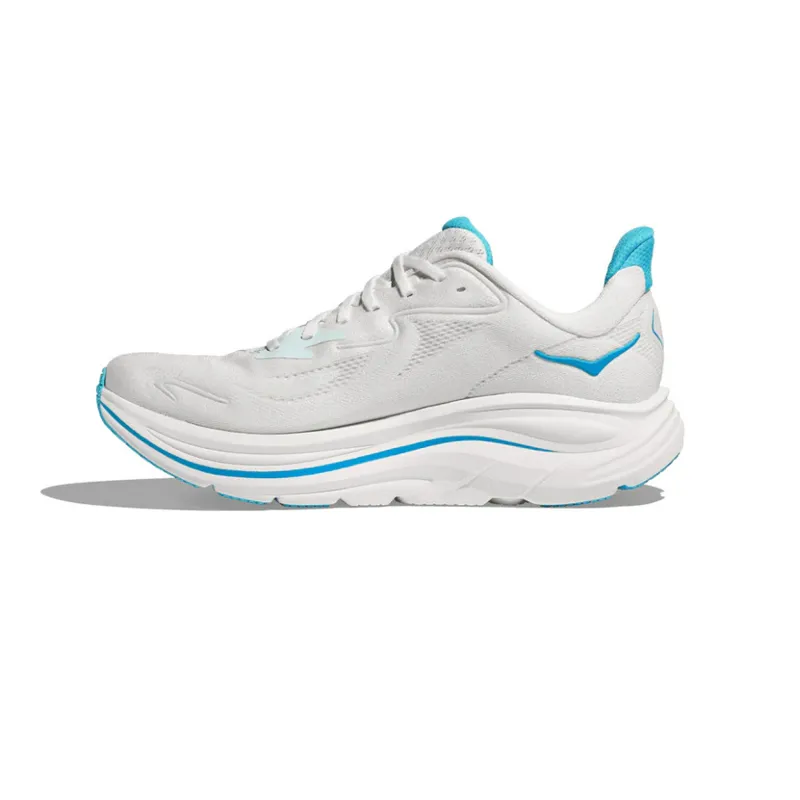 Hoka Men's Clifton 10 Running Shoes in White / Skyward Blue -4