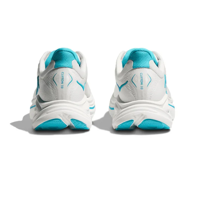 Hoka Men's Clifton 10 Running Shoes in White / Skyward Blue -2