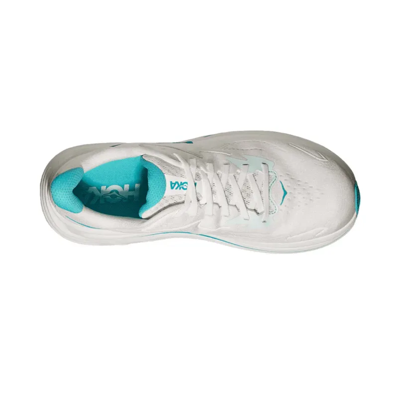 Hoka Men's Clifton 10 Running Shoes in White / Skyward Blue -3
