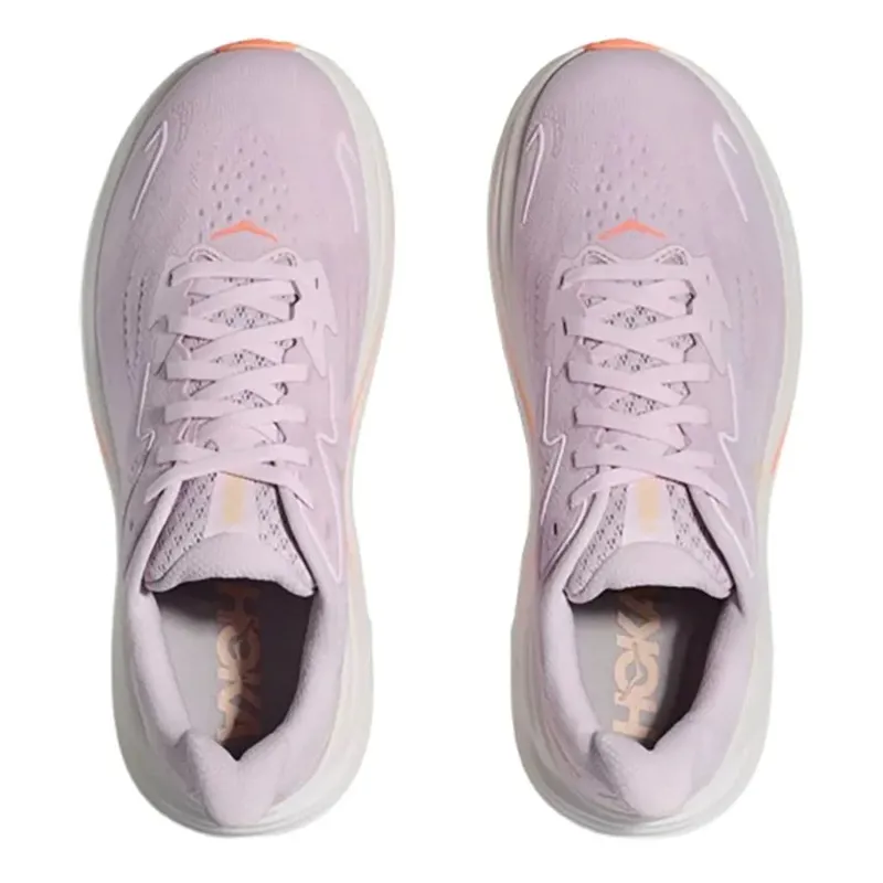 Hoka Women's Clifton 10 Running Shoes in Lilac Cream/Tangerine Glow-1